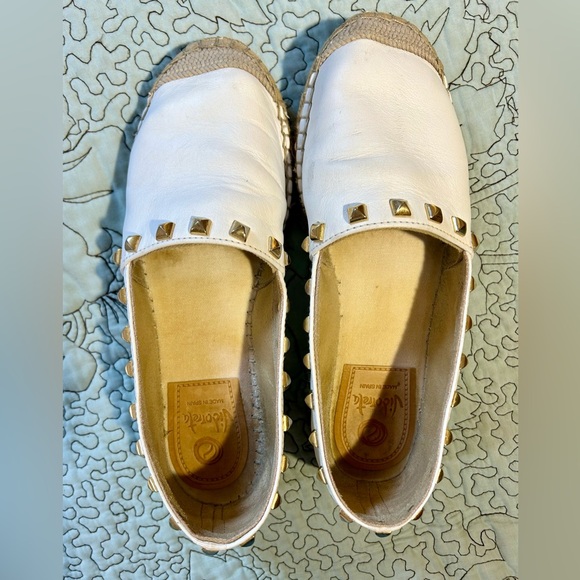 VIDORRETA Made in Spain White Stud Leather Espadrilles Flats Women’s 37/US 6.5 - Picture 8 of 14